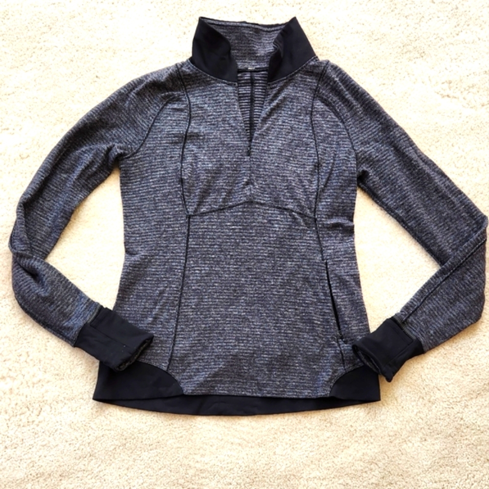 Lululemon Runderful 1/2 Zip Long Sleeve Pullover  Mini Check fitted Ribbed 8 - Picture 3 of 14